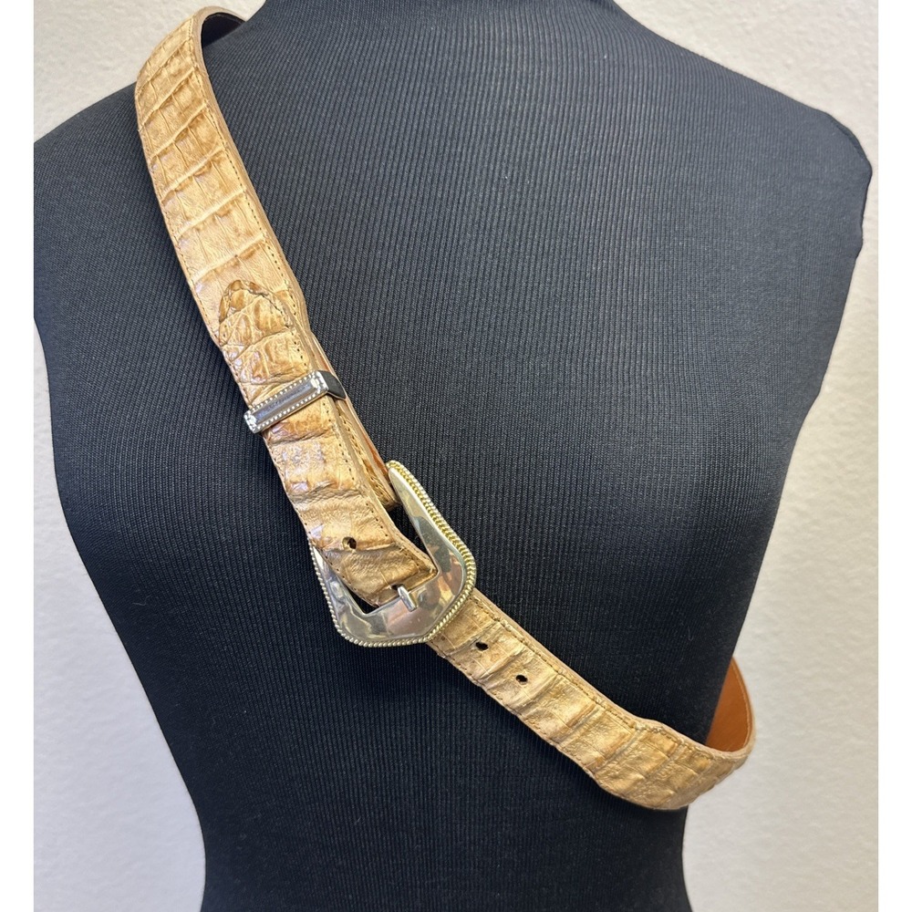 NOGALES BELT COMPANY HAND MADE CAIMAN LEATHER WOMEN'S BELT 36 SOUTHWESTERN